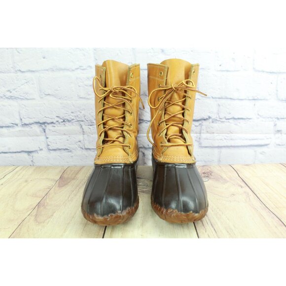 Vintage LL Bean Unlined Maine Hunting Shoe Lace Up Duck Boots Size 9 - Picture 3 of 10